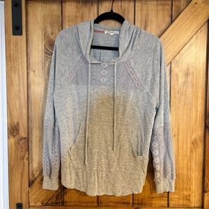 Rewind Women’s Gray Lace-Trimmed Lightweight Hoodie - Size XL